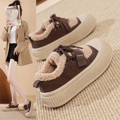 Модные женские зимние ботинки, сохраняющие тепло, на платформе, хлопковые, на шнуровке, повседневные, для улицы, зимние, плюшевые, нескользящие, модная спортивная обувь