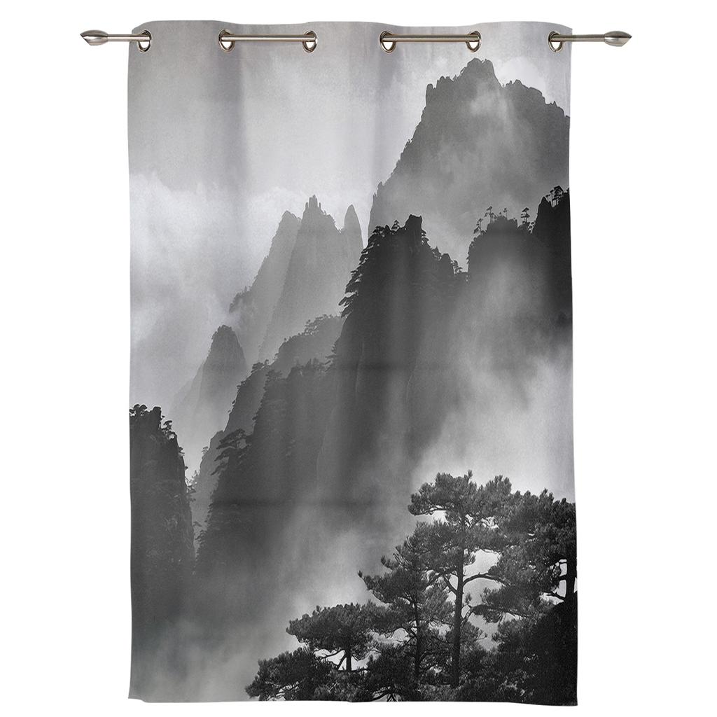 Современные оконные шторы для гостиной, черно-белые шторы с пейзажной живописью для детской спальни, кухни, декор, жалюзи, шторы