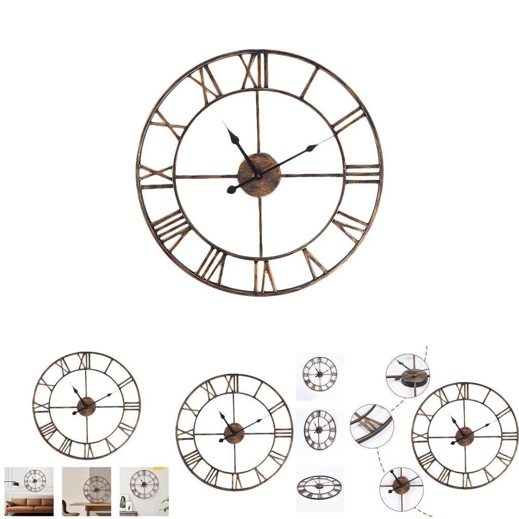 Unique Wall Decoration Metal Antique Rust Clock With Cut-out Roman Numerals