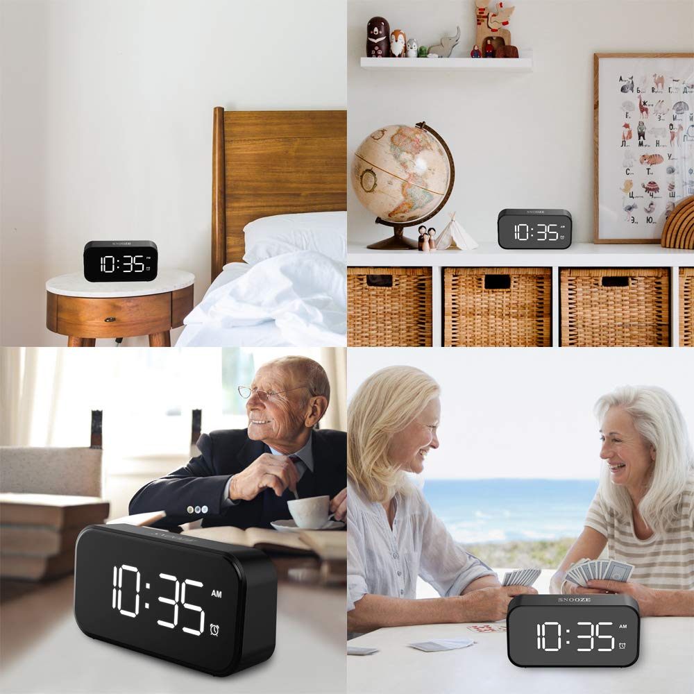 Alarm Clock 5 Inch Large LED Digital Alarm Clock Mobile Phone Charger with USB Port Dimmer Touch Activation Easy Bed Head Clock 0-100%