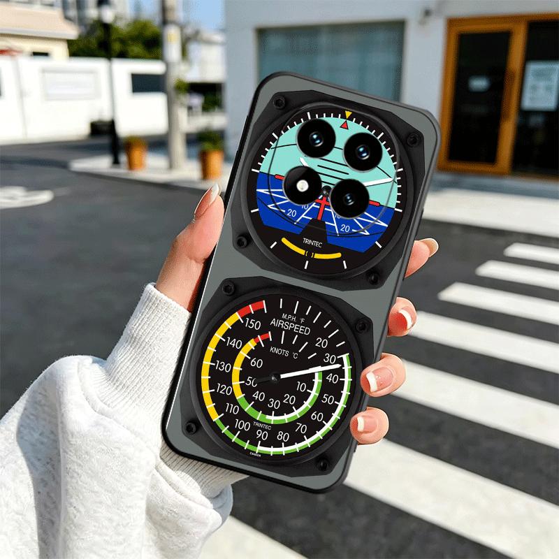 Aircraft Instrument Cockpit Radar Soft Phone Case for Xiaomi Redmi Note 12 13 14 15 Pro Plus 11 12S 11S 11T 10 4G Black Cover Ba