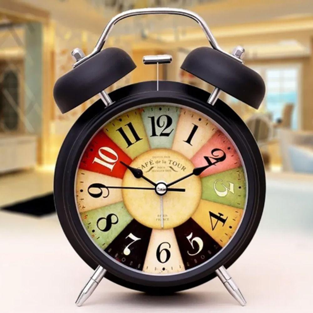 Plastic. Vintage Retro Alarm Clock Small Table Desk Quartz Clock Bedroom Living Room