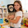 Skeleton Playing Phone Plush Toy Cute Skull Doll with Mobile Phone Soft Stuffed Animal Funny Desk Buddy Home Office Decor
