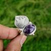 Natural Chevron Amethyst Multi Stone Bird Purple Adjustable Ring 925 Silver