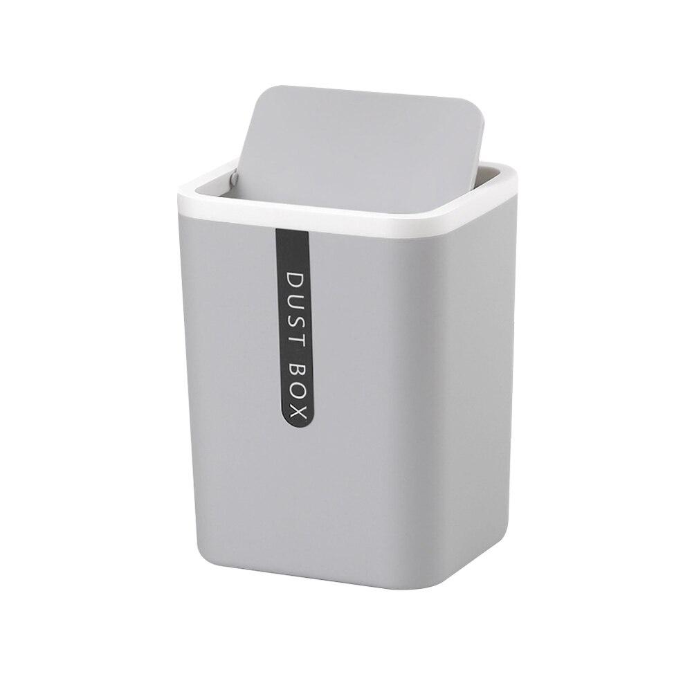 Mini Desktop Trash Can Home Table Plastic Trash Can Office Supplies with Shake Cover Paper Basket Sundries Barrel Box