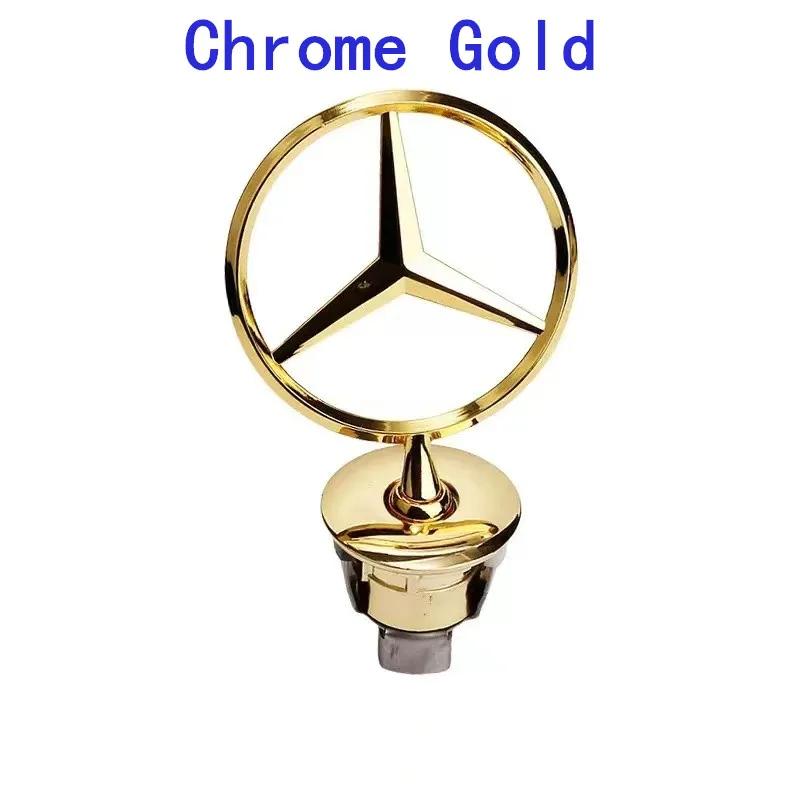 BWD1 Hot 2026 New For Benz 44mm 3D Metal Blue Chrome Star Bonnet Hood Emblem For Mercedes Benz W124 W212 W204 W205 W210 W220 W221 A18
