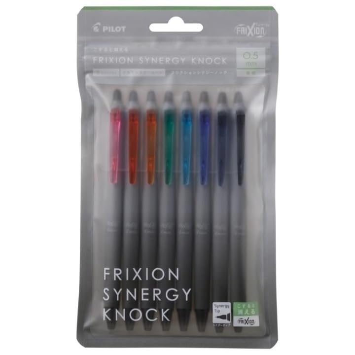 Ручка шариковая PILOT Frixion Synergy Knock LFSK158C, 0,5 мм, набор 8 цветов,