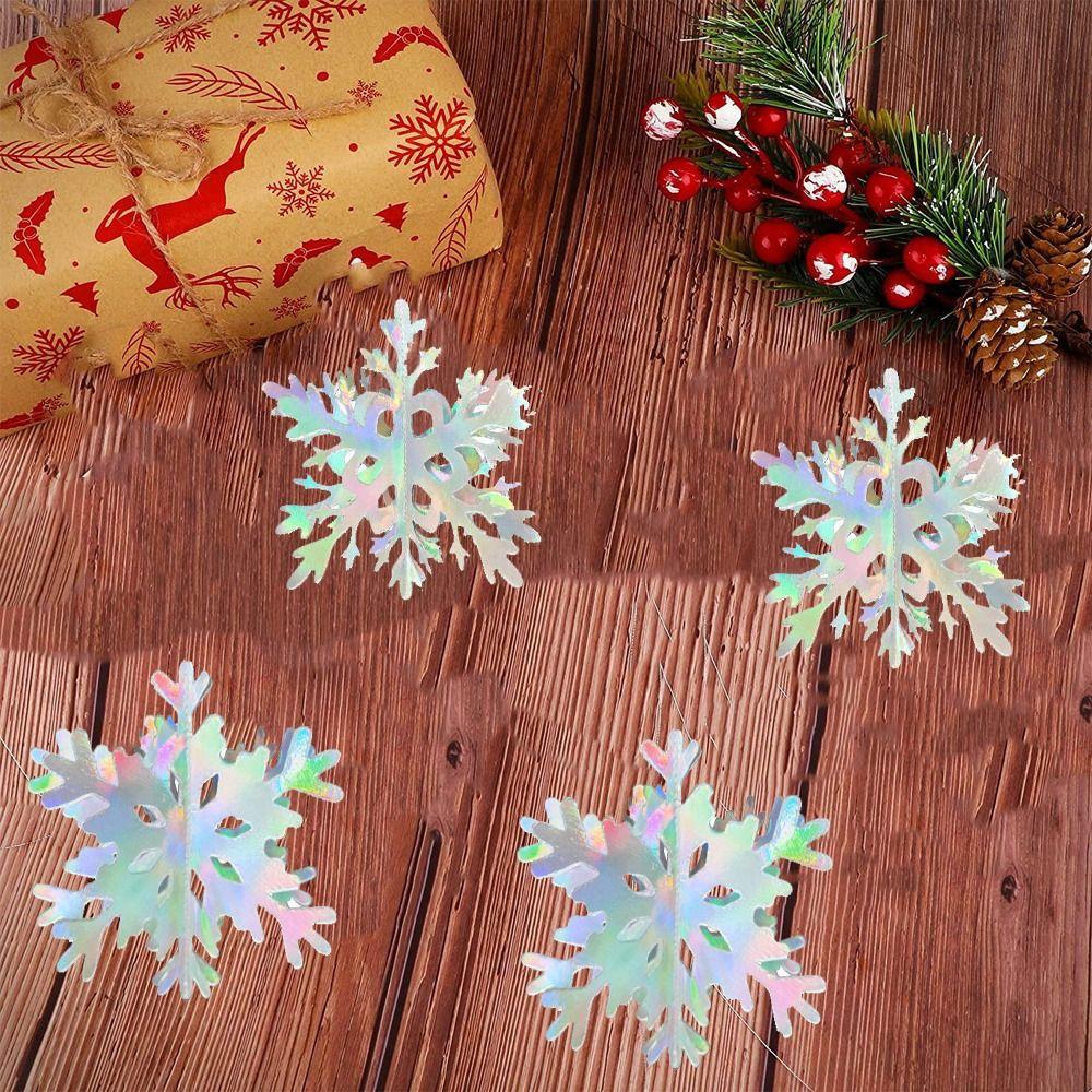 12pcs Colorful Christmas Snowflake Flower Pendant Creative Hanging Ornament  Home