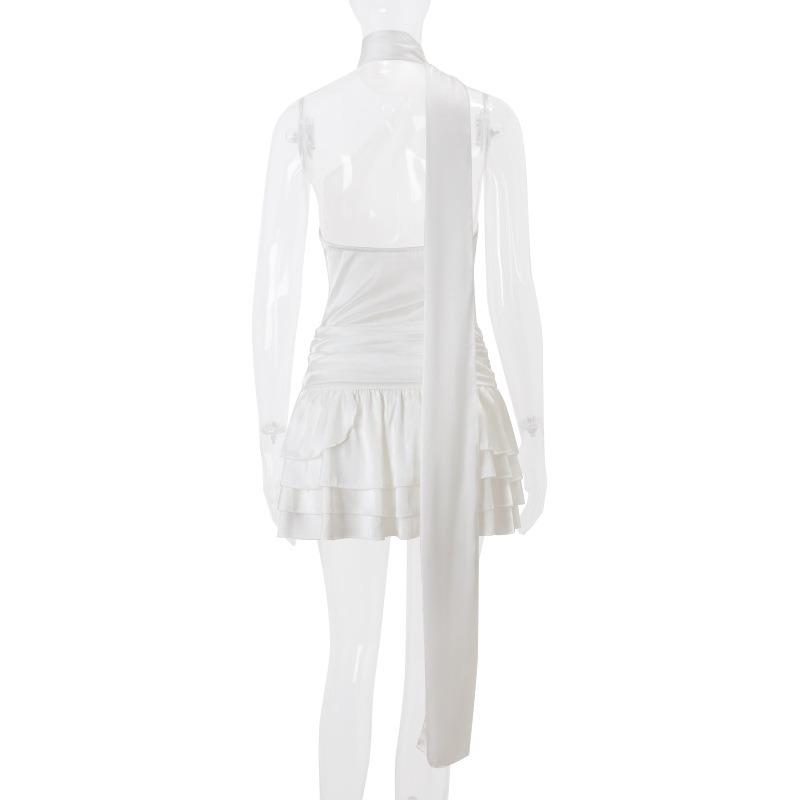 Женские весенние сексуальные темпераментные платья премиум-класса сатиновые платья с открытой спиной на одно плечо