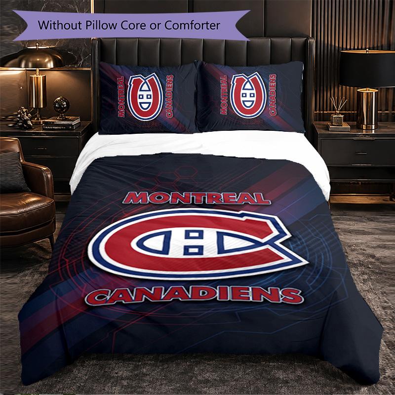 Montreal Canadiens Pattern Microfiber 3Pcs Bedding Set Decor Duvet Cover Set For Bedroom Home Use