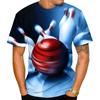 Interesting and Innovative Men's T-shirt, 3D Bowling Print Shirt, Casual, Neutral, Round Neck, Comfortable Top, Summer Fashion Trend