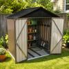 Metal Garden Shed 6x4 ft with Apex Roof in Brown-Black as Outdoor Storage. The shed is equipped with an integrated floor frame. Floor area: 1.95 m².