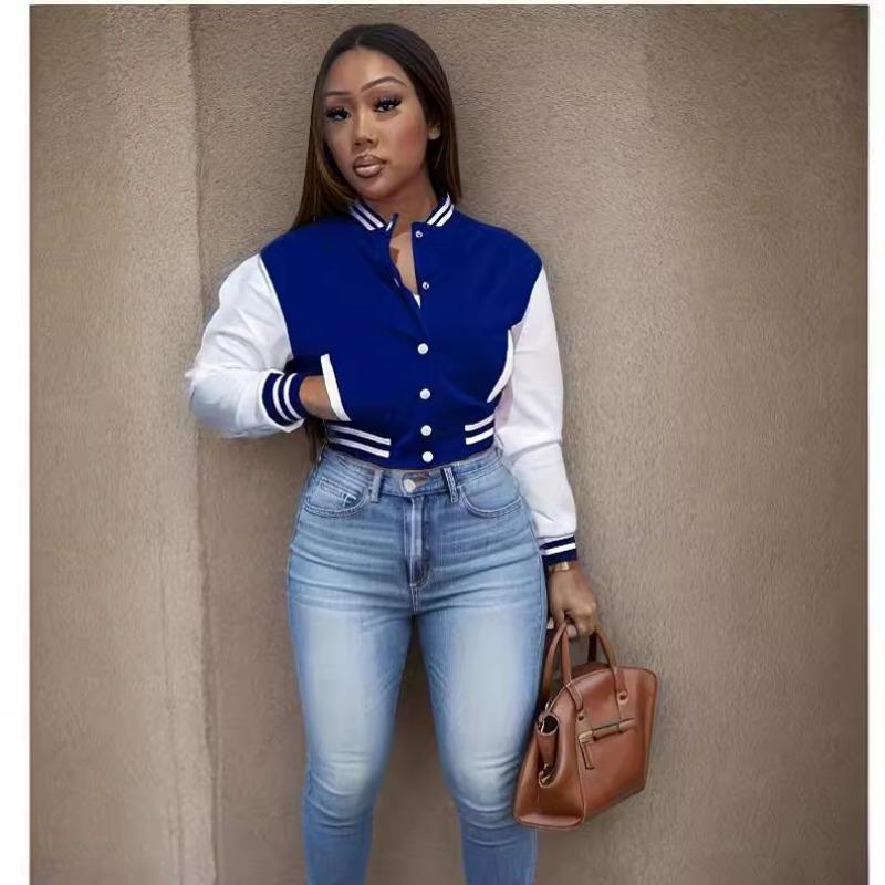 Женская летняя однобортная повседневная спортивная куртка с цветными блоками, куртка