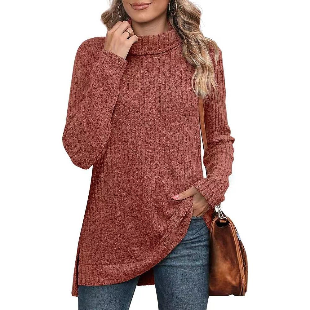 Autumn Winter Warm Thick Cold Resistant Women Sweaters Loose Knitted Turtleneck Ladies Pullovers Striped Soft Long Sleeved Jumpers