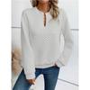 Womens Solid Color V-Neck Long Sleeve Sweatshirt Casual Daily Wear 2026 Season Style