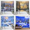 Christmas Snow Night Oil Painting Printing Home Decor Tapestry Holiday Home Room Party Wall Decor Backdrop Cloth