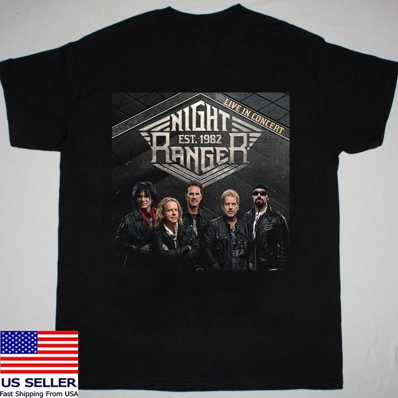 Women's Graphic Tee Night Ranger Band Live In Concert 2025 Black Cotton T Shirt Size S-5XL