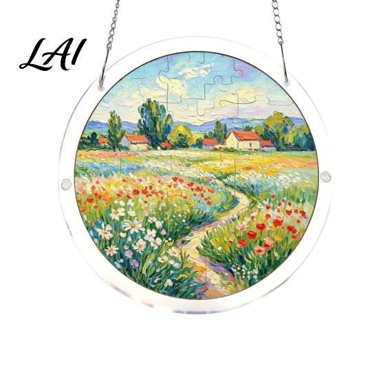 Vibrant Shadow Art Jigsaw Puzzle Suncatcher DIY Puzzles Acrylic Sun Catcher Stained Glass Window UV Printed Hanging Ornament for Home Garden Decor
