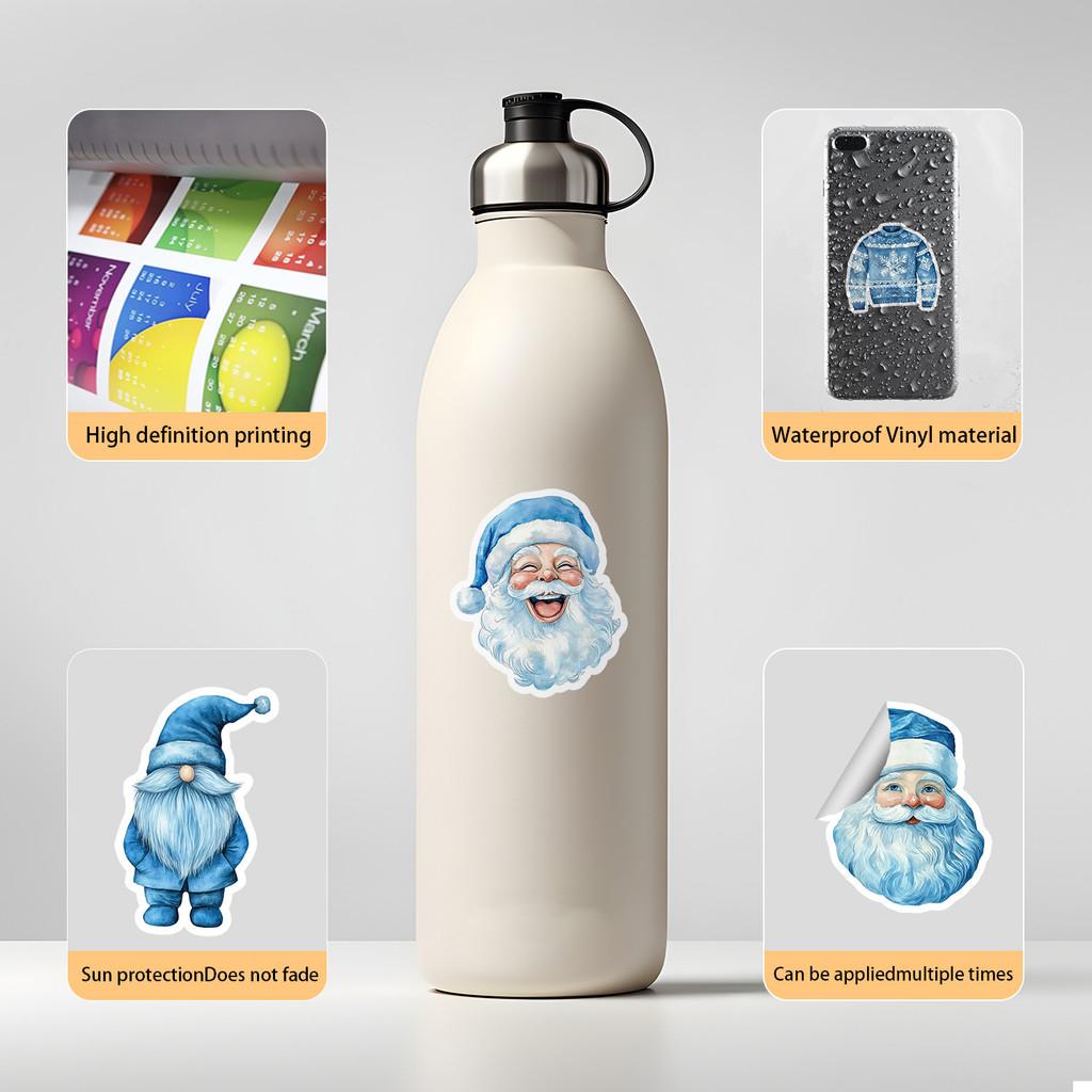50PCS New Blue Christmas Graffiti Stickers - Waterproof Decor for Water Cup, Phone & Computer AnimeWorlds Store