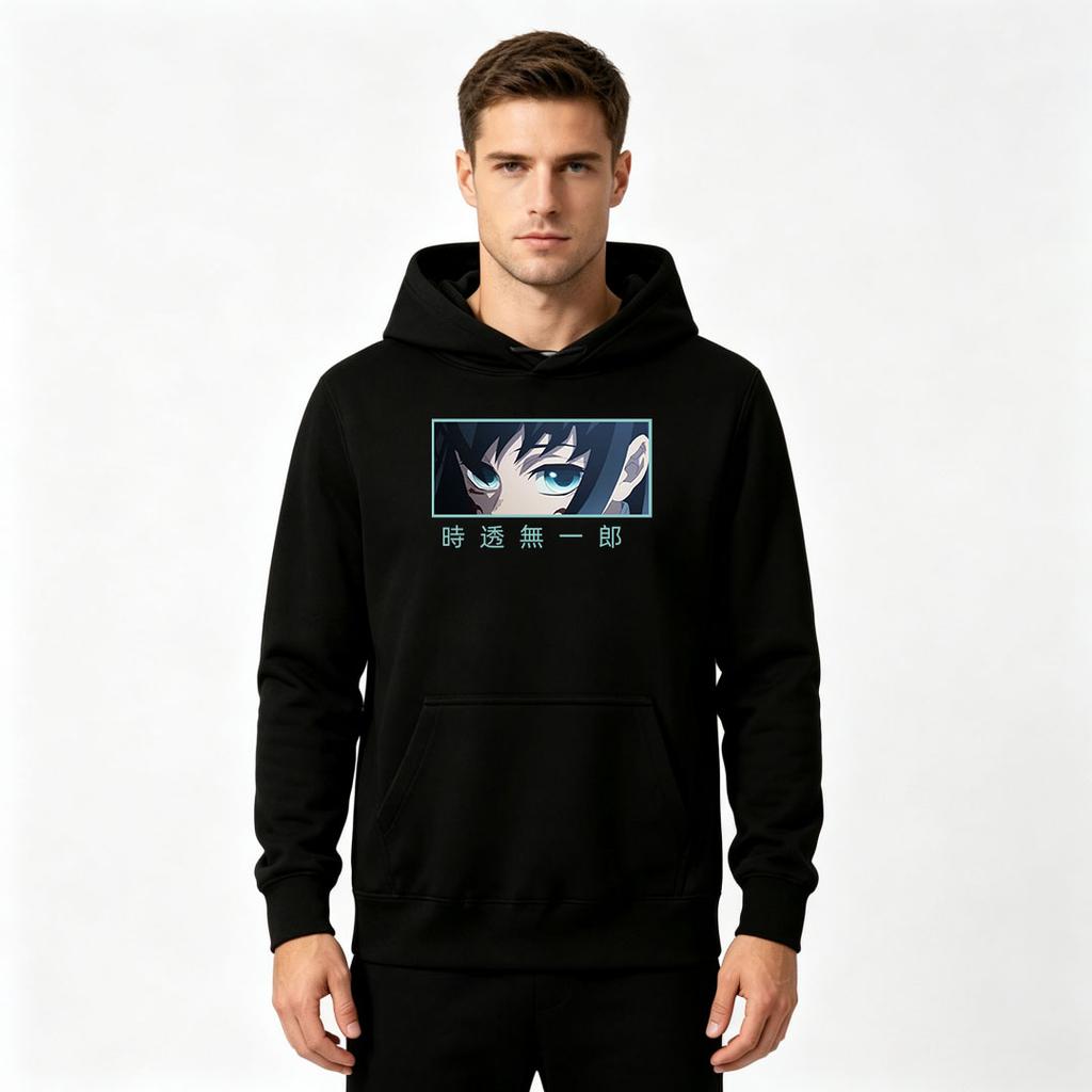 Men Anime Demon Slayer Tokito Muichiro Print Pullover Hoodie Casual Long Sleeve Sweatshirt