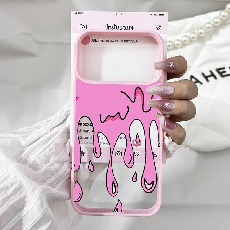 Розовое мороженое Летающий чехол для телефона Для iPhone 17 Air 16 Pro Max 15 14 13 12 11 XS 8 7Plus Конфетный цвет Прозрачный Жесткий чехол Fundas
