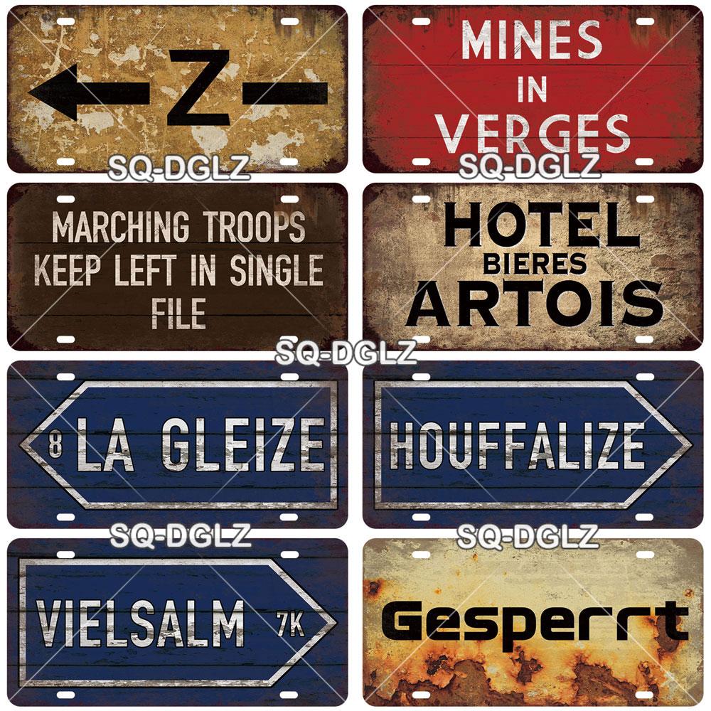 SQ-DGLZ Minen German Road License Plate Warning Tin Sign State Wall Decoration Metal Sign Home Decor Painting Plaques Art Poster