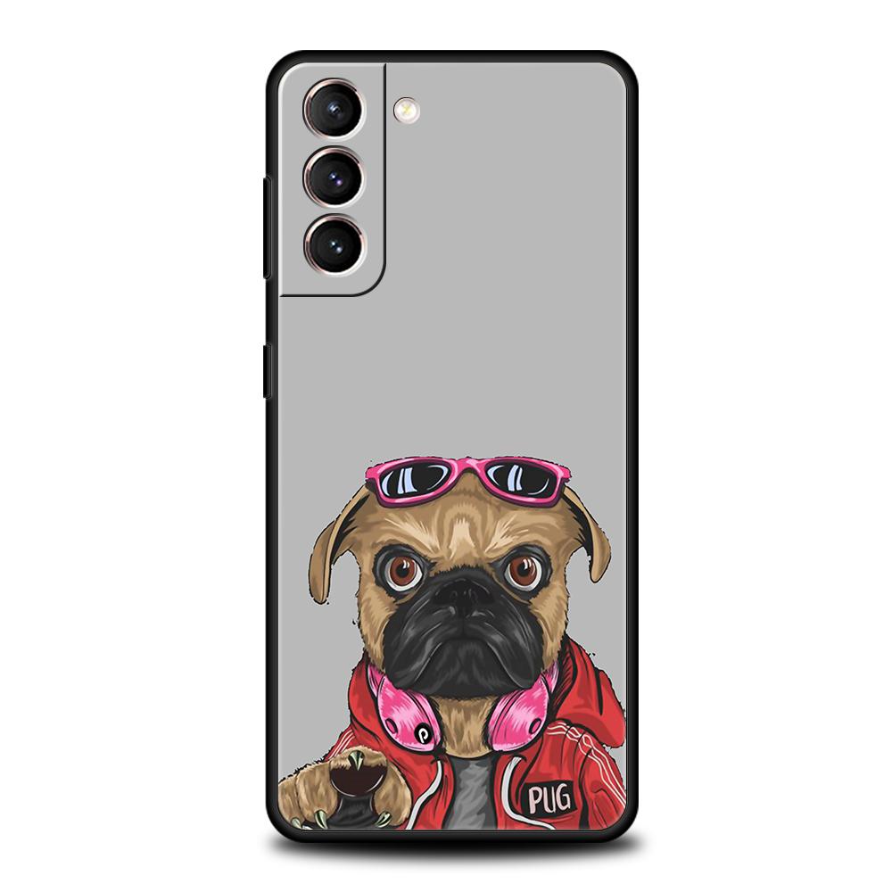 Милый телефонный чехол с собакой мопсом для Samsung Galaxy S24 S23 S22 S20 S21 FE Ultra S24 S23 S10 S10E S9 S8 Plus 5G Чехол для телефона Fundas Capas