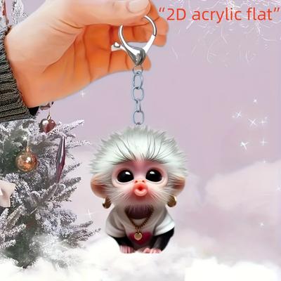 Милая маленькая обезьянка, 2D плоский акрил, украшение, подходит для брелка, рюкзака, подвески, Рождество, Хэллоуин