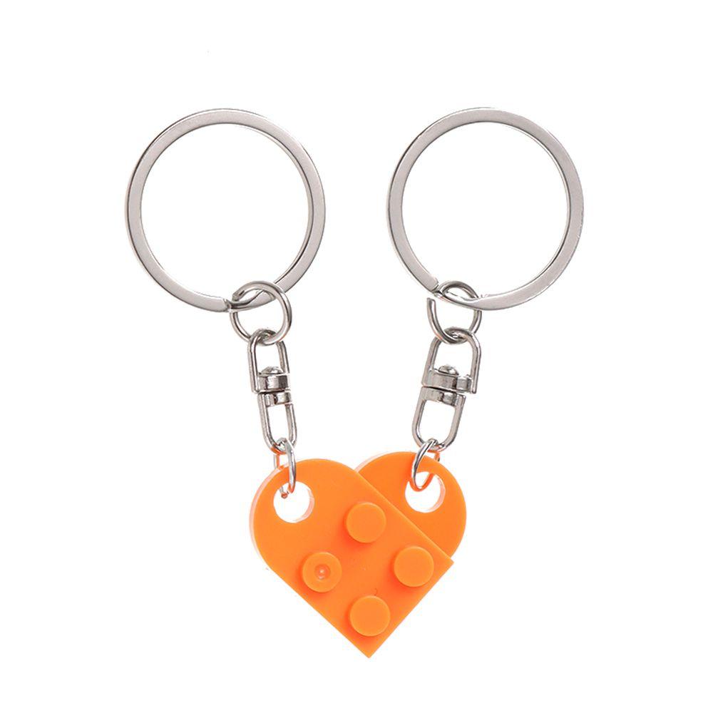 Gifts Couples Friendship Separable Heart Pendant Key Ring Building Block Keychains Key Buckle