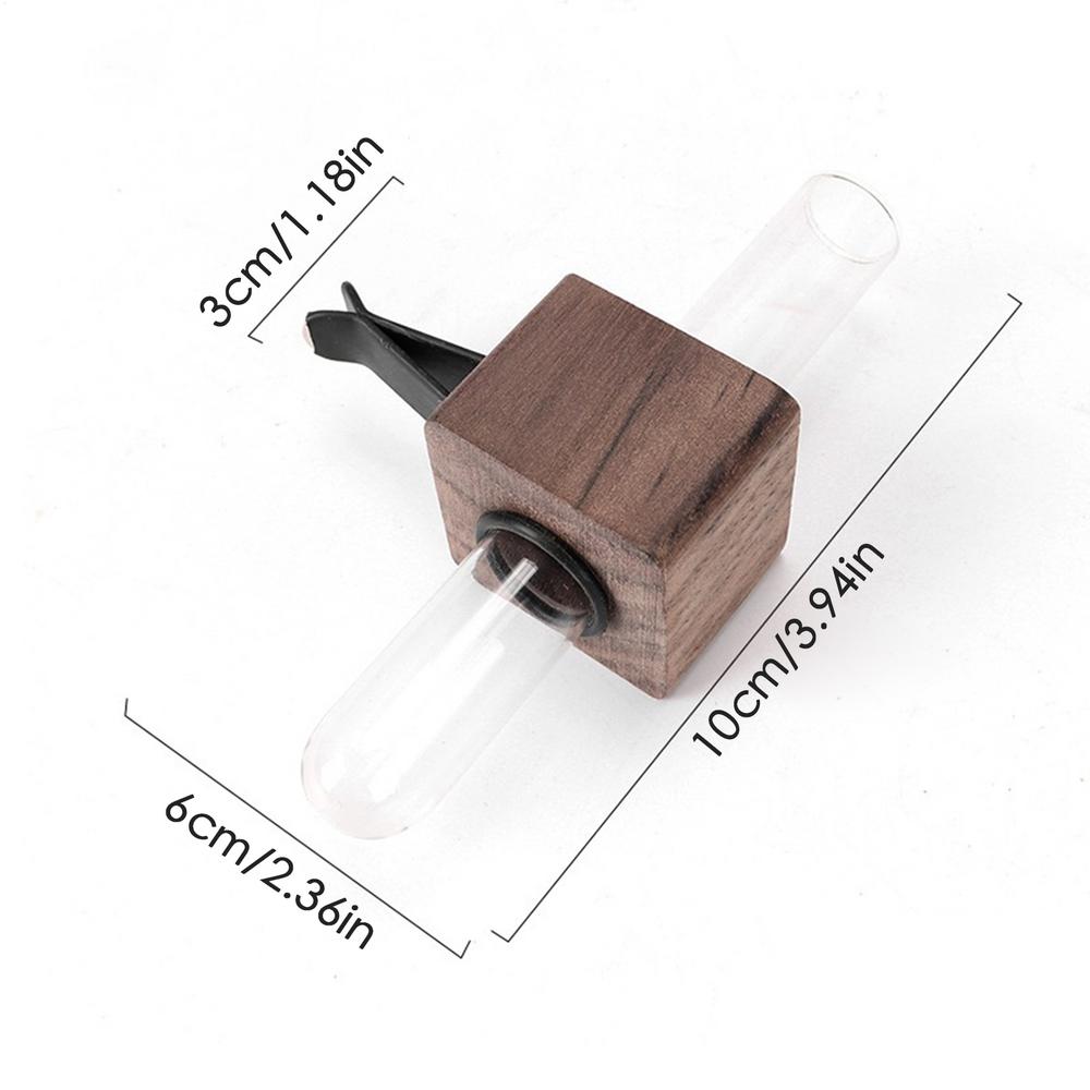 Стабильная мини-ваза для цветов в машину с клипсой, элегантная регулируемая ваза для цветов на вентиляционное отверстие автомобиля, грецкий орех и стекло, креативное украшение на вентиляционное отверстие автомобиля, на приборную панель