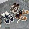 Sheepskin Version~ Grape Mom, the Same Round Head Thick-soled Lace-up Inner Heightening Canvas Shoes, Low-top Versatile Casual Wind Shoes