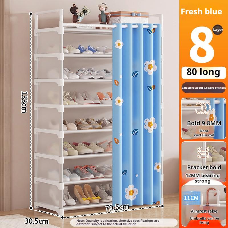 Полка для обуви, органайзер для обуви, синяя ткань, пылезащитный шкаф для обуви, экономящий место, настенная угловая полка для хранения вещей в гостиной