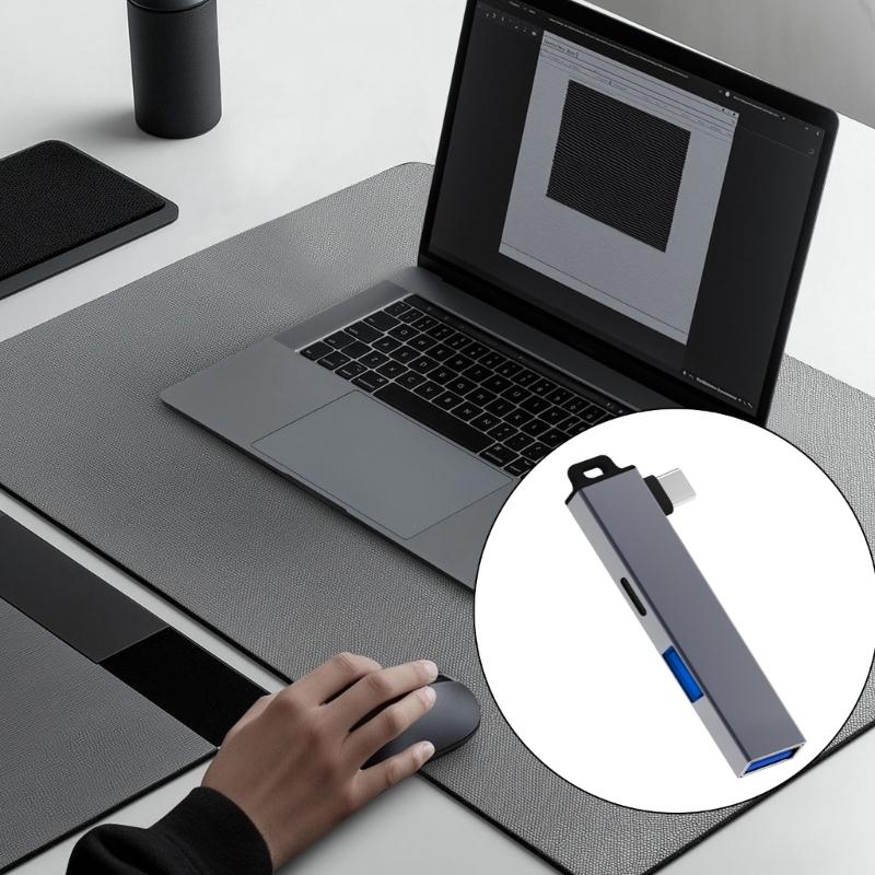 Портативный концентратор USB C из алюминиевого сплава, адаптер Type C к Type C и двойной USB для расширения возможностей подключения на нескольких системах