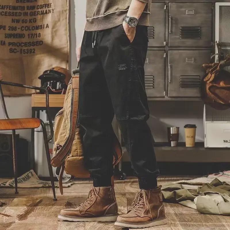 Мужской комбинезон свободного кроя в стиле «американский ретро» с широкими штанинами — осенние повседневные прямые брюки
