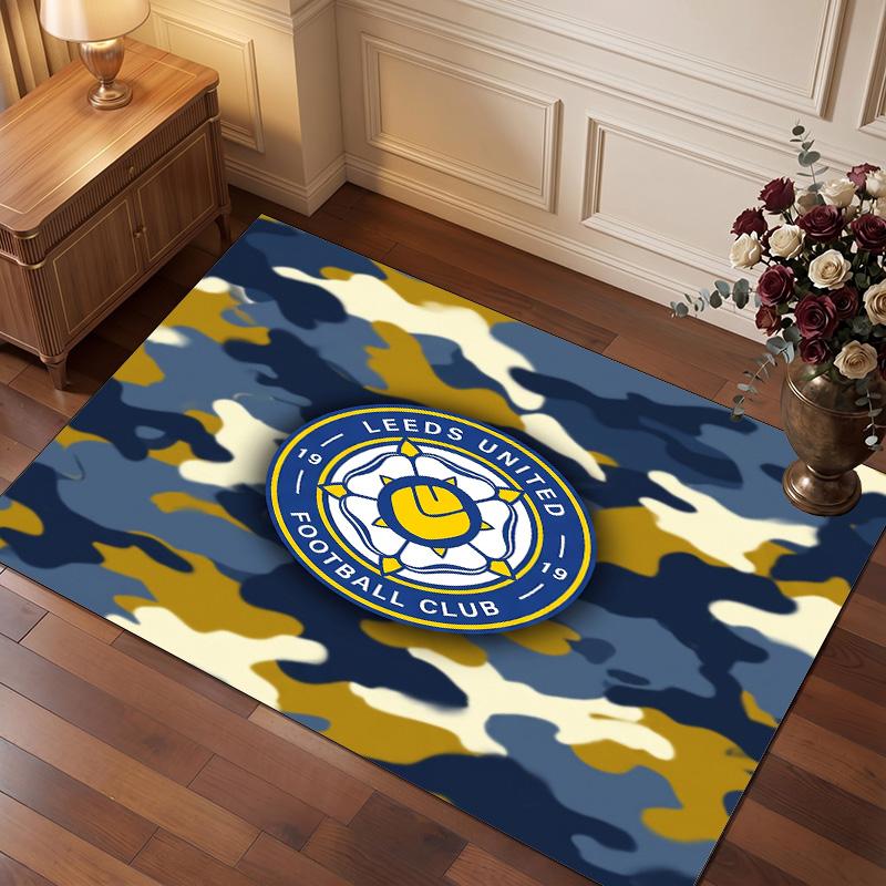 Ковер из хрустального бархата с принтом футбольного клуба Leeds United, Удобный, Впитывающий влагу, Нескользящий, Для помещений
