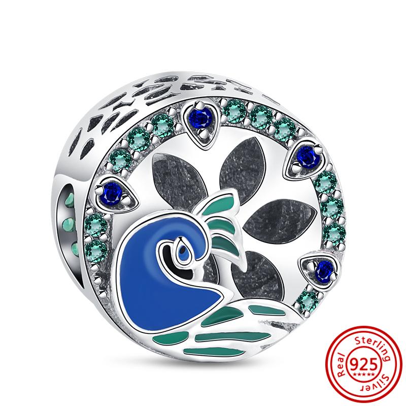 925 медь Милая серия животных Кошка Собака Слон Единорог Птица Подвеска Бусины удачи Подходят для оригинального браслета с шармами Pantaro DIY Циркон