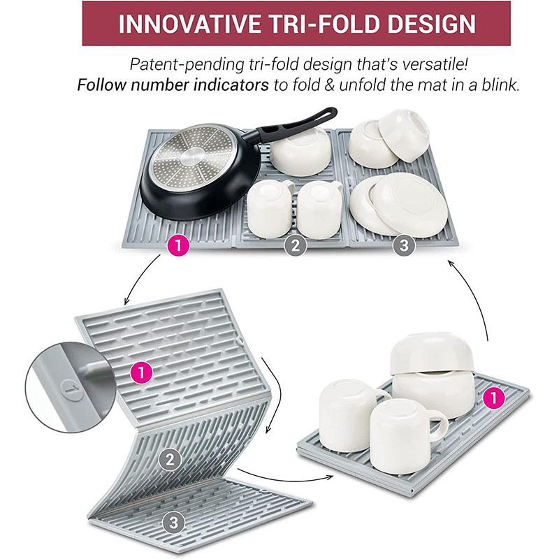 Кухонная большая толстая складная силиконовая подставка для посуды, посуда, сливная противоожоговая теплоизоляционная раковина, складной силиконовый коврик