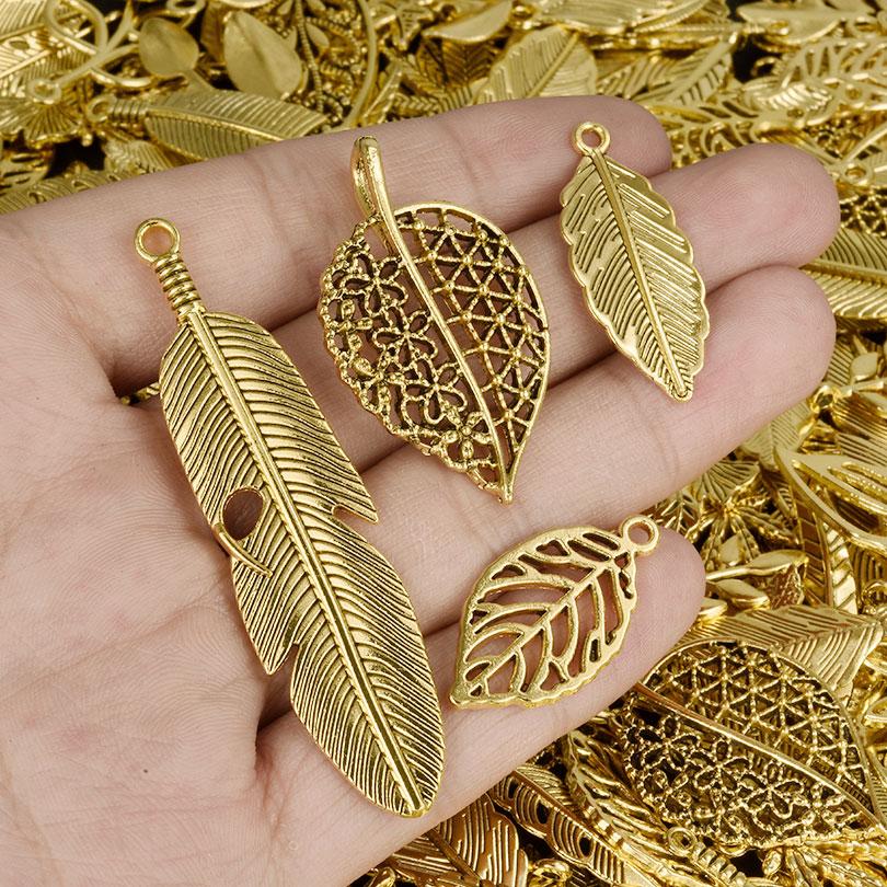 Винтажные Металлические Листья Растений DIY Подвески Для Изготовления Украшений Набор 10/20/30/50 шт Случайная Смесь Подвеска Ручной Работы Браслет