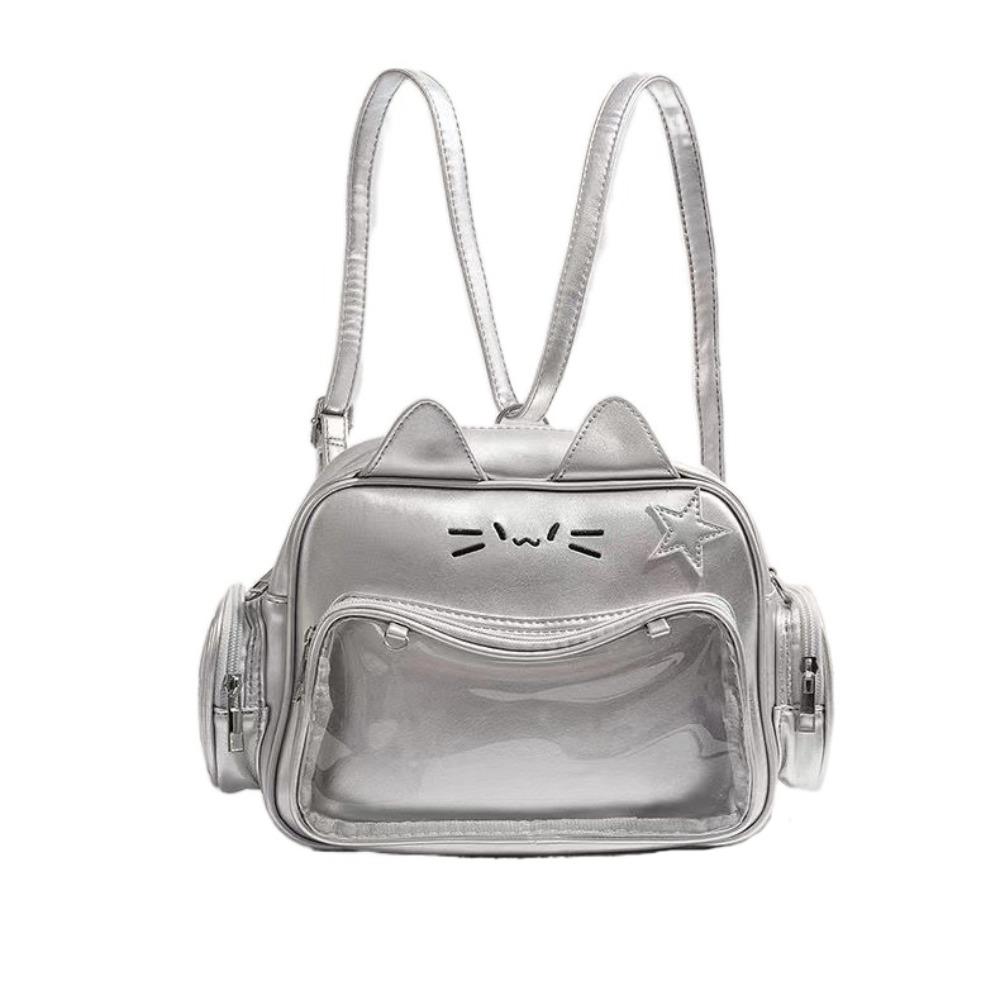 Преппи Стиль Милый Кот Итабаг JK Каваи Y2K Сумка через Плечо Креативная Сумка с Прозрачным Карманом Для Улицы