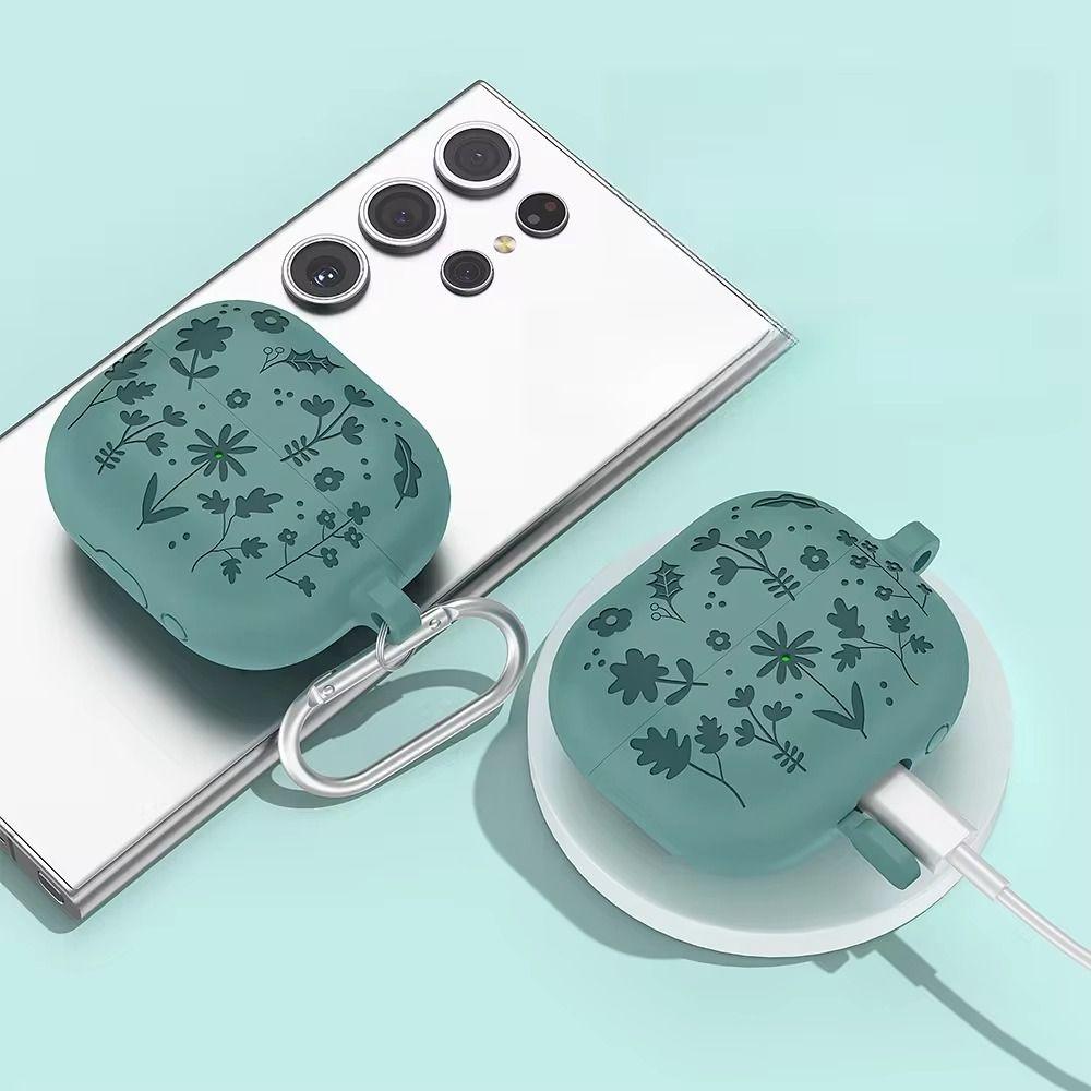 Силиконовый чехол для наушников с резным рисунком цветов для Samsung Galaxy Buds 3/3 Pro