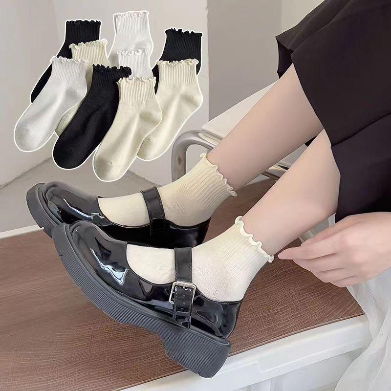 Маленькие кожаные туфли кружевные носки детские короткие носки хлопок милые влагоотводящие летние тонкие модные белые средней длины