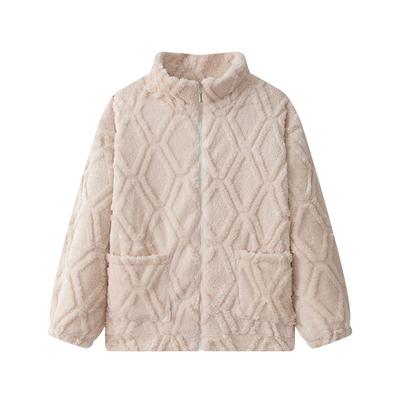 Пальто для женщин плюшевая куртка осень-зима из утолщенного флиса с высоким воротом свободного покроя на молнии