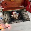 Winter Snowman Welcome Rug 3D Christmas Entrance Rug, Santa Claus Floor Mat, Non-slip Decorative Door Mat Festive for Front Bathroom Holiday