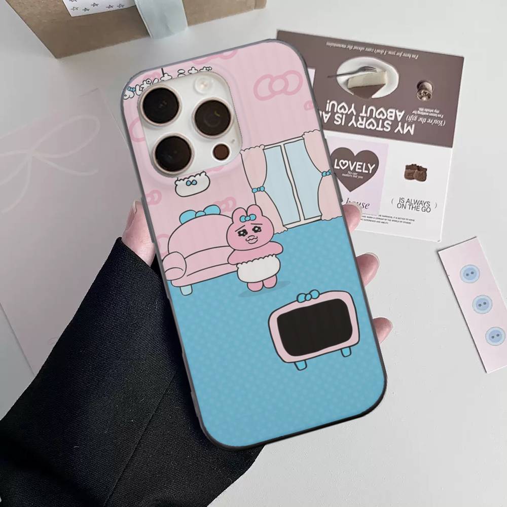 Cute Opanchu U-Usagi Cute For IPhone 17 16 15 11 12 13 14 Pro Max Plus Pro Corrugated Translucent Back Phone Cover