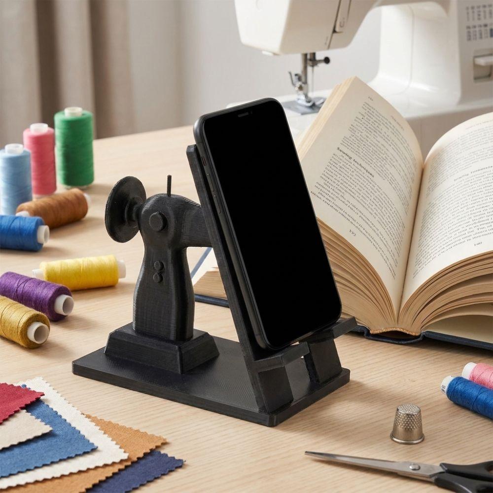 Vintage Sewing Machine Phone Stand 3D Printed Desk Decor Phone Holder Sewing Lover Gifts