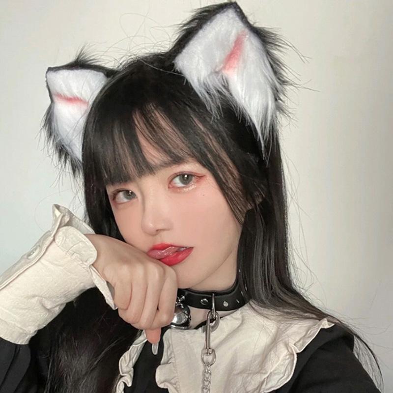 Cute Cat Fox Fur Ear Hair Hoops Night Hairband Headbands Hair Cat Ear Hair Band
