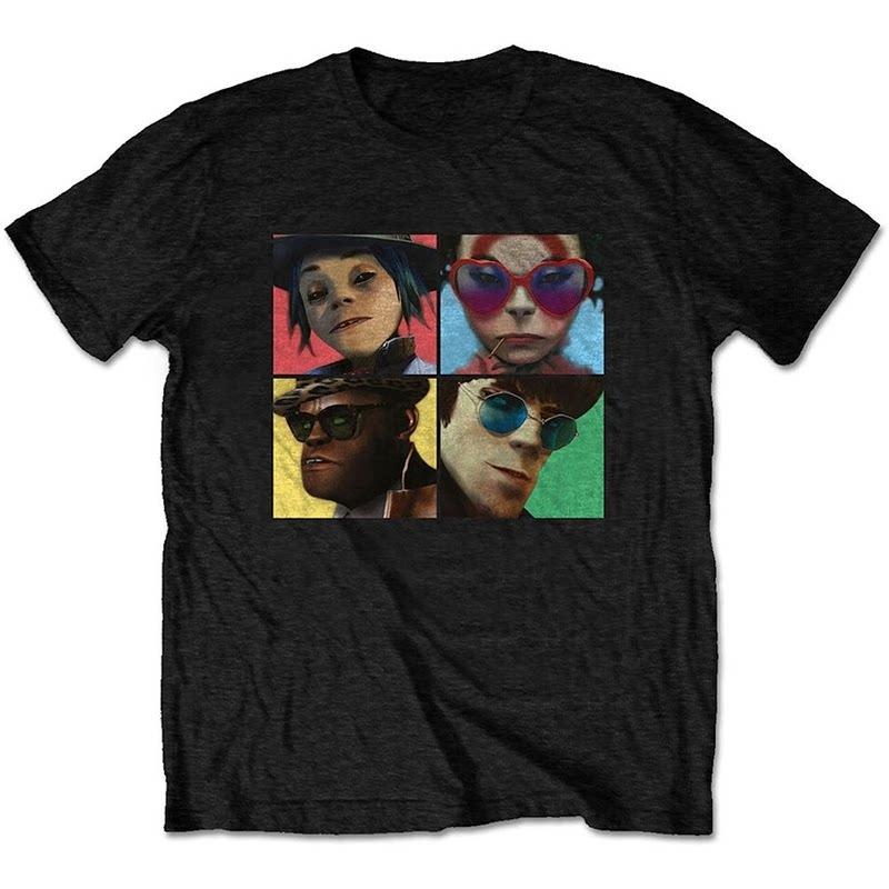Новая британская виртуальная группа Gorillaz Уличные дети Американский ретро Оверсайз Хай стрит Винтажная футболка
