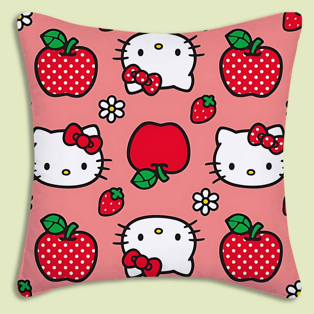 Cartoon Cute Hello Kitty Pillow Covers Cartoon Sofa Decorative Home Double-Sided Printing Short Plush Cute Cushion Cover