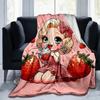1pc Strawberry Printing Lightweight Flannel Blanket, Comfortable and Warm Blanket, for Camping Sofa Bed and Couch Office, Gift