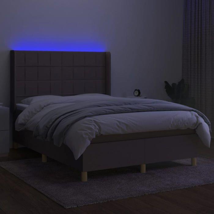 Maison Exclusive - Sommier à lattes de lit matelas et LED Taupe 140x200 cm Tissu